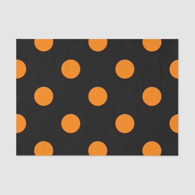 Große Tupfen - Orange auf Schwarzem Seidenpapier (Vorderseite)