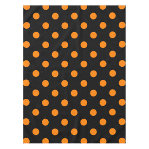 Große Tupfen - Orange auf Schwarzem Tischdecke