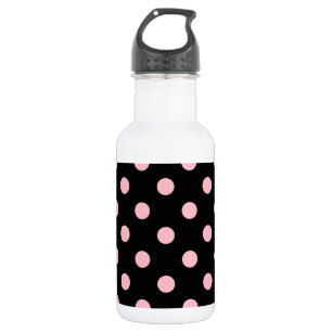 Große Tupfen - Rosa auf Schwarzem Trinkflasche