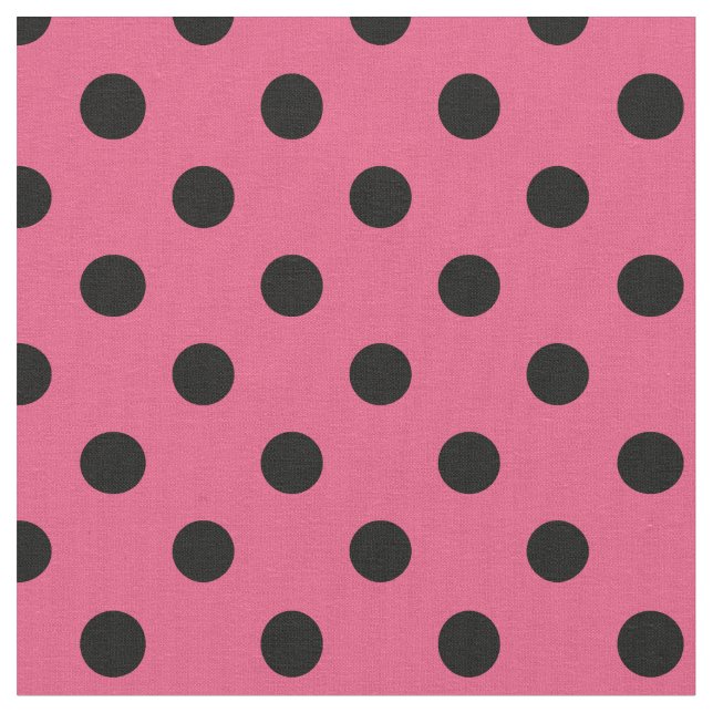 Große Tupfen - Schwarzes auf dunklem Rosa Stoff (Nahaufnahme)