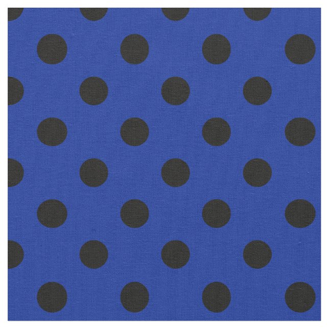 Große Tupfen - Schwarzes auf Kaiserblau Stoff (Nahaufnahme)