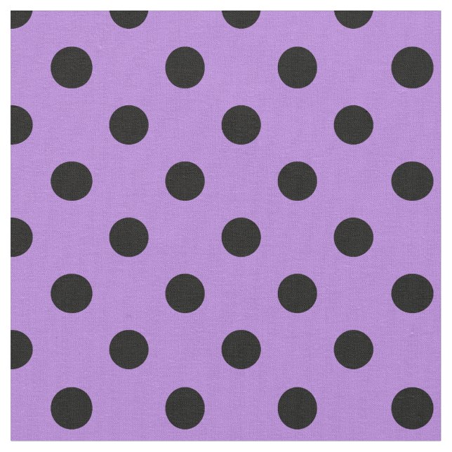 Große Tupfen - Schwarzes auf Lavendel Stoff (Nahaufnahme)