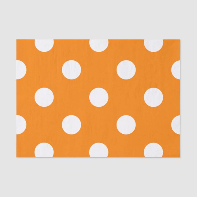 Große Tupfen - Weiß auf Orange Seidenpapier (Vorderseite)