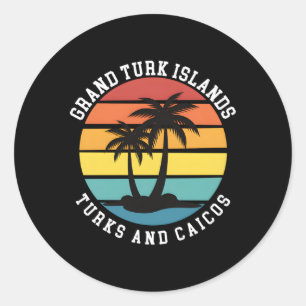 Große Turkinseln Turks- und Caicos-Palmen Runder Aufkleber