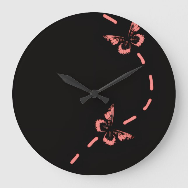 Große Uhr mit rosa Schmetterling (Vorderseite)