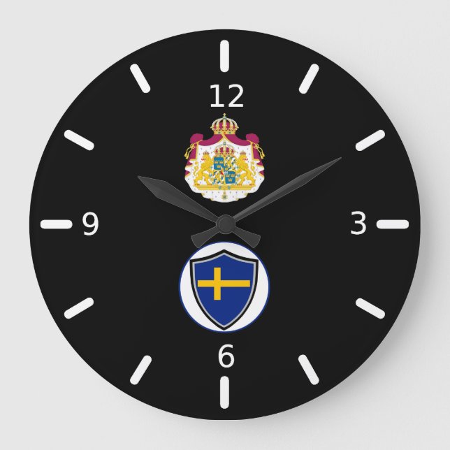 Große Uhr unter schwedischer Flagge (Vorderseite)