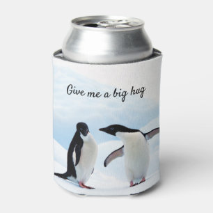 Große Umarmung Pinguin auf Eis-Foto mit Text Dosenkühler