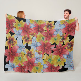 große und fette Blume Blumen Fleecedecke