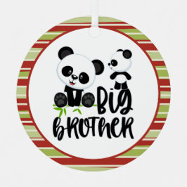 Große und kleine Niedliche Pandas mit großem Broth Ornament Aus Metall