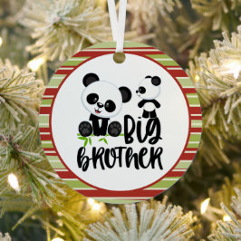 Große und kleine Niedliche Pandas mit großem Broth Ornament Aus Metall