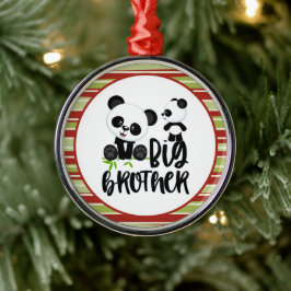 Große und kleine Niedliche Pandas mit großem Broth Ornament Aus Metall