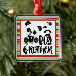 Große und kleine Niedliche Pandas mit großem Broth Ornament Aus Metall