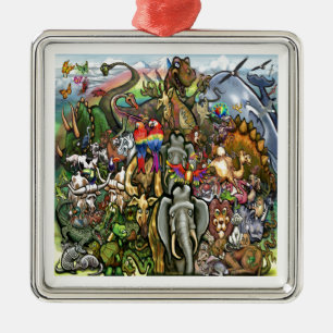 Große und kleine Tiere Silbernes Ornament