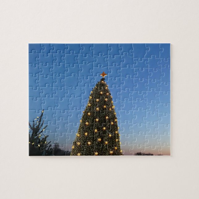 Große und kleine Weihnachtsbäume I Holiday Sunset Puzzle (Horizontal)