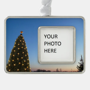 Große und kleine Weihnachtsbäume I Holiday Sunset Rahmen-Ornament Silber