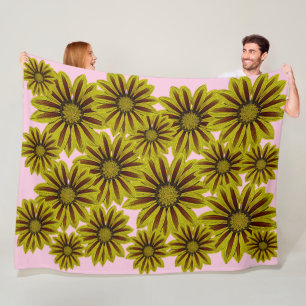 große und kühn gelbe Blumen mit roten Streifen dai Fleecedecke