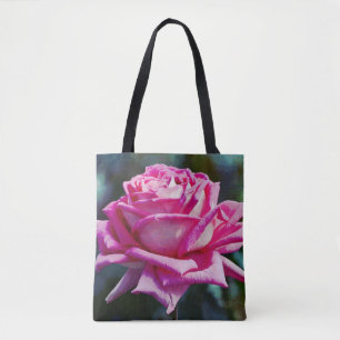 Große und schöne rosa blühende Rose Blume Tasche