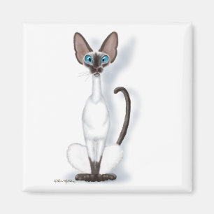 Große und schräge siamesische Katzen-Cartoon Magnet