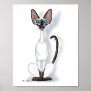 Große und schräge Siamkatzen-Cartoon Poster