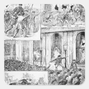 Große Unruhen in London Quadratischer Aufkleber