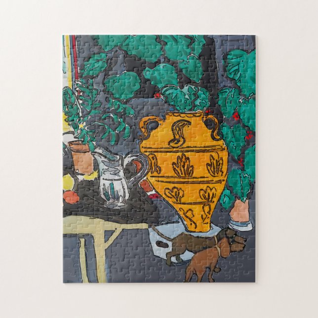 Große Vase der Blume Zwei Dackeln Puzzle (Vertikal)