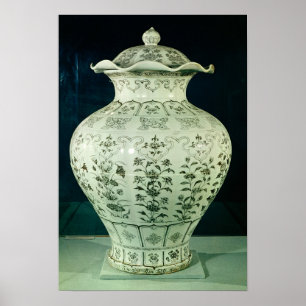 Große Vase "Kuoan" mit blauen Blumen Poster