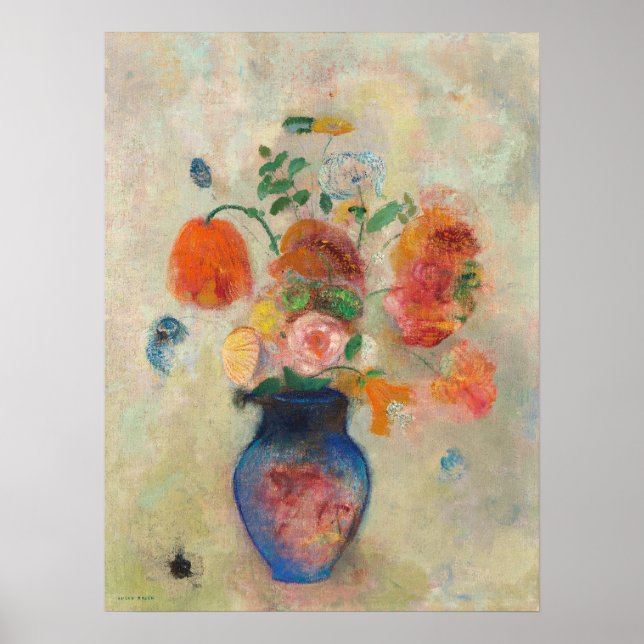 Große Vase mit Blume von Odilon Redon Poster (Vorne)