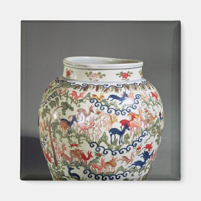 Große Vase mit fünf Farben dekoriert Magnet (Vorne)