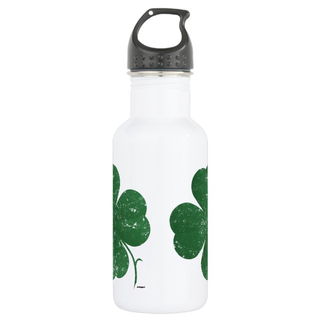 Große Vierblättriges Kleeblatt - Vintager Stil Trinkflasche (Vorderseite)
