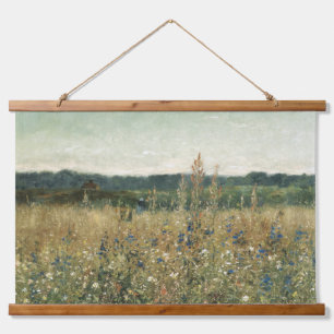 Große Vintage botanische Blätter Wandteppich Mit Holzrahmen