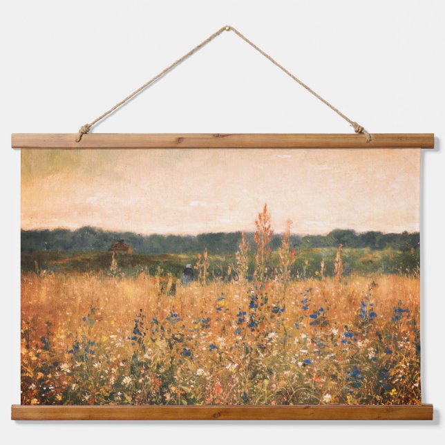 Große Vintage botanische Golfregion Wandteppich Mit Holzrahmen (Vorne)