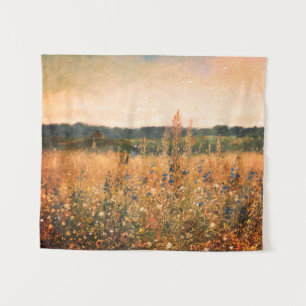 Grosse Vintage Botanische Mauer Wandteppich