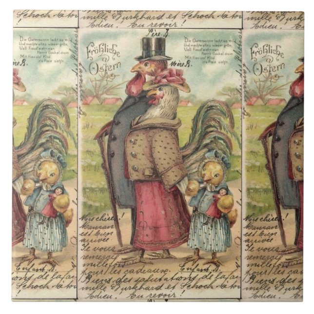 Große Vintage, einzigartige, lustige, humanisierte Fliese (Vorderseite)