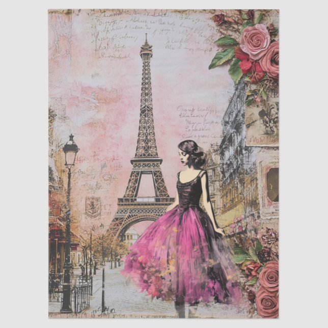 Große Vintage Inspiriert Girl in Paris Seidenpapier (Vorderseite)