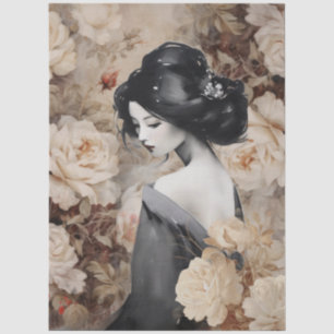 Große Vintage-inspirierte elegante asiatische Dame Seidenpapier