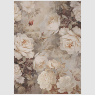 Große Vintage-inspirierte elegante weiße Rosen Seidenpapier