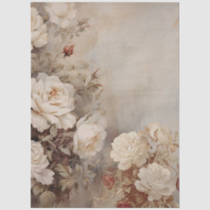 Große Vintage-inspirierte elegante weiße Rosen Seidenpapier