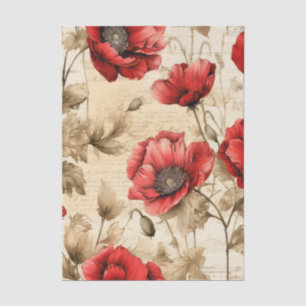 Große Vintage-inspirierte rote Mohnblumen Seidenpa Seidenpapier