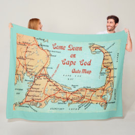 Große Vintage-Karte von Cape Cod auf Postkarte als Fleecedecke