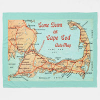 Große Vintage-Karte von Cape Cod auf Postkarte als