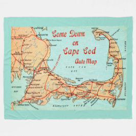 Große Vintage-Karte von Cape Cod auf Postkarte als Fleecedecke
