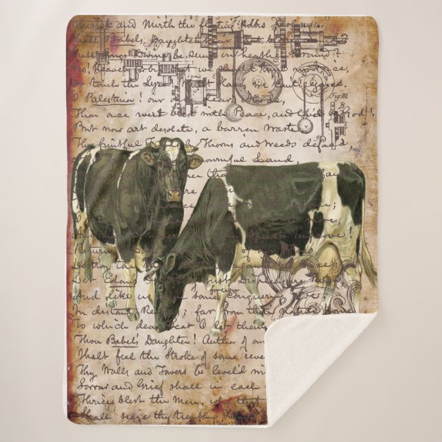 Große Vintage Kuh Sherpadecke (Vorderseite)