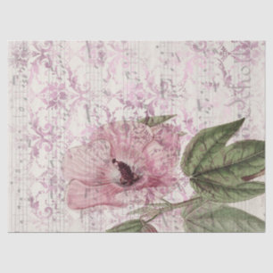 Große Vintage-Rose mit Musik-Decoupage Seidenpapier