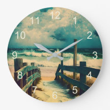 Große Vintage-Strand-Küstenwanduhr