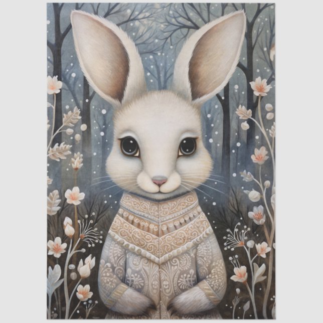 Große Waldkaninchen & Florals Dekoupage Seidenpapier (Vorderseite)