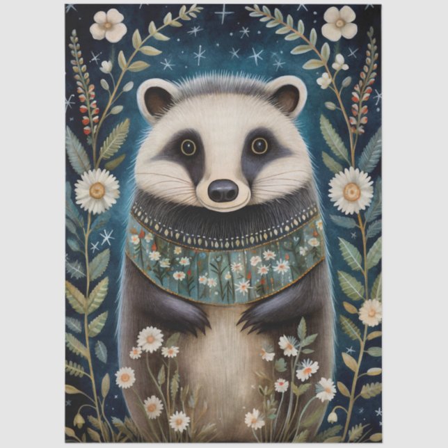 Große Waldkreatur Florals Dekoupage Seidenpapier (Vorderseite)