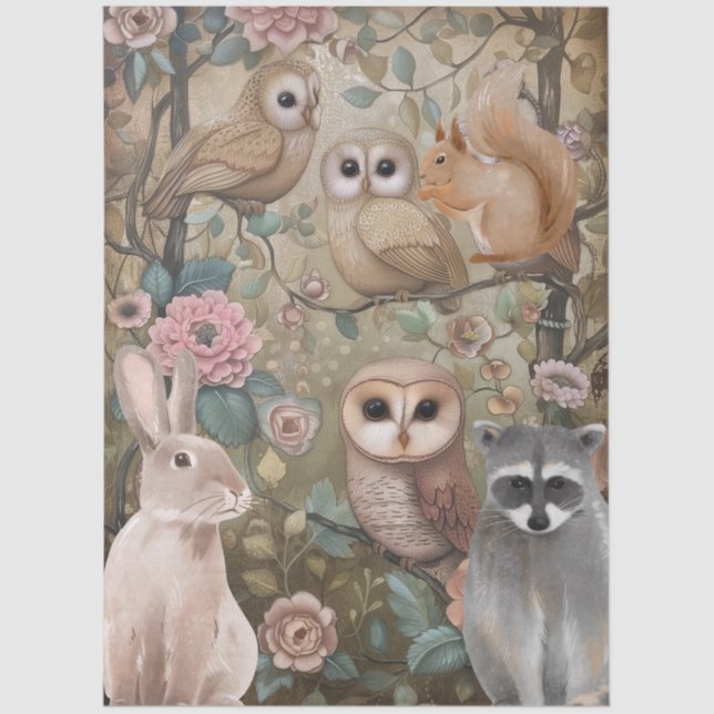Große Waldkreaturen Blumenzauber Seidenpapier (Vorderseite)
