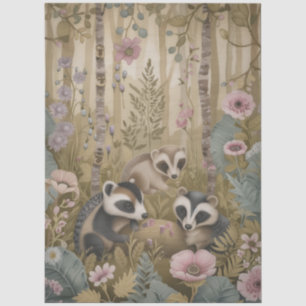 Große Waldwald-Forst-Tiere Florale Decoupage Seidenpapier