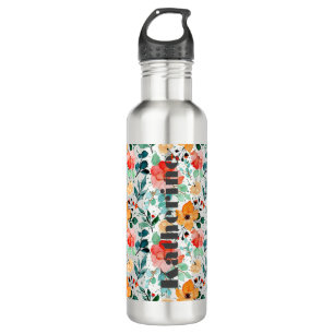 Große Wasserflasche Typisches Floral-Muster Edelstahlflasche