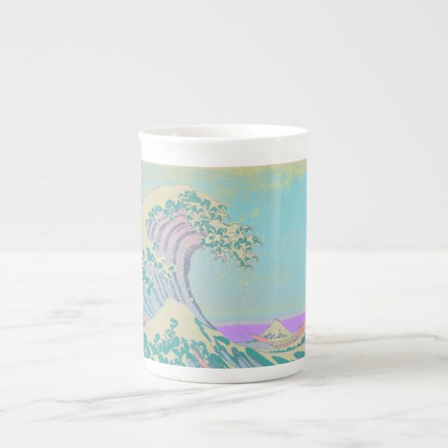 Große Wave Pastel Knochen China Tasse (Vorderseite)